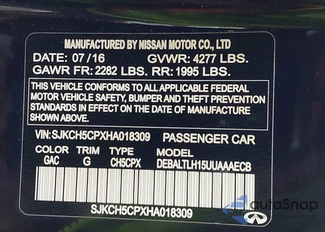 2017 Infiniti Qx30 Luxury/Premium/Sport from USA, damaged, VIN SJKCH5CPXHA018309